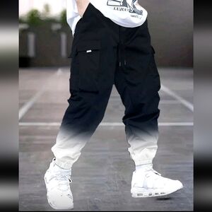 Men's Dark Blue And White Gradient Cargo Pants